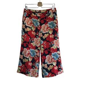 ANN TAYLOR LOFT red blue multi color cropped culotte Capri summer spring pants